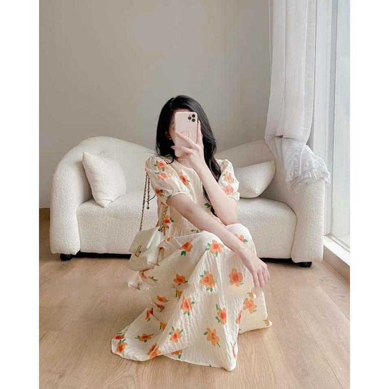 Váy Bầu Mùa Hè, Đầm Bầu Hoa Nhí Thiết Kế Công Sở Chất Đũi Hàn Cổ Tròn Đi Chơi Đi Làm  A060 Lin Store66