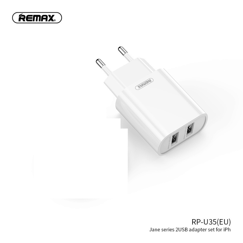 Củ Sạc Đa Năng Remax RP-U35 Tích Hợp 2 Cổng USB Công Suất 5V/2.1A - Hàng Chính Hãng - Bảo Hành 3 Tháng