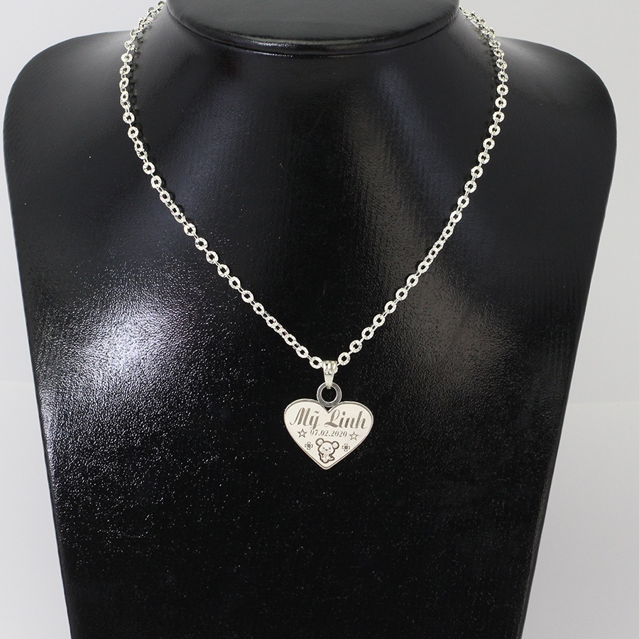 Vòng cổ bạc cho bé gái hình trái tim khắc tên DCT0075 Trang Sức TNJ