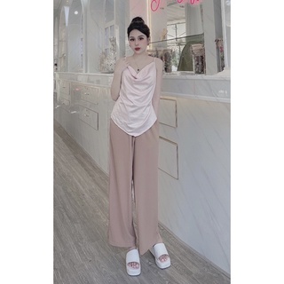 Đồ bộ mặc nhà, đồ ngủ nữ lụa mango, áo cổ đổ phối quần lụa mango, quần có túi