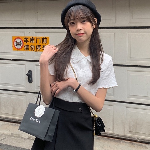 Áo kiểu ZHELIHANGFEI cổ polo dệt kim tay ngắn thời trang tùy chọn màu sắc