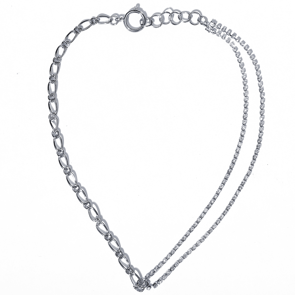 vòng cổ Hợp Kim Thiết Kế Bất Đối Xứng Đính Đá Sang Trọng