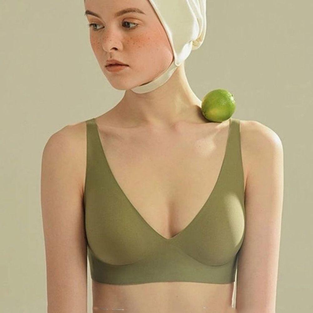 QQMALL Đồ Ngủ Cao Su Latex Mềm Cổ Chữ V Màu Trơn Thiết Kế Thời Trang Cho Nữ