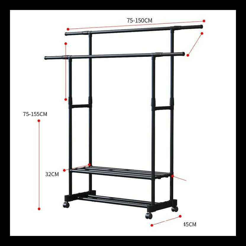 Giá treo quần áo, móc treo quần áo chất liệu inox chắc chắn, giàn phơi quần áo dễ dàng di chuyển thiết kế khung đẹp mắt