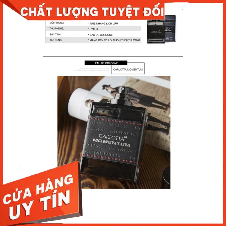 HÀNG CAO CẤP Nước hoa nam cao cấp Cologne CARLOTTA MOMENTUM thươ ng hiệu Ý, mùi hương duy trì lên đến 8h, giúp bạn luô