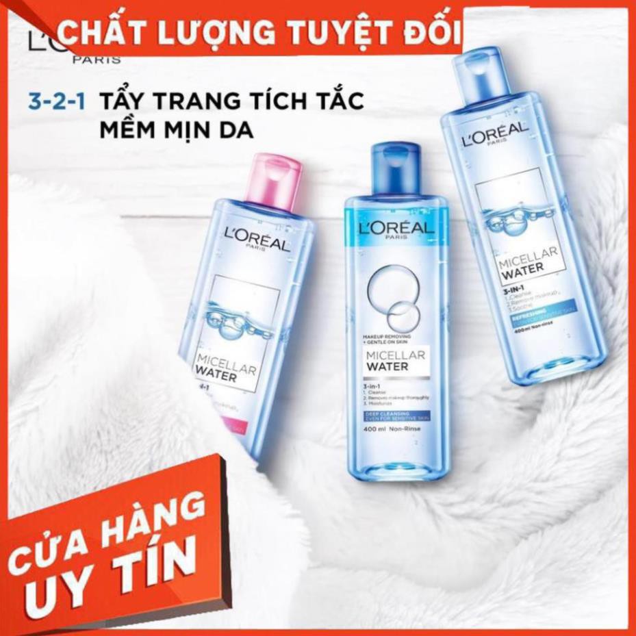 [Hàng Chính Hãng] Nước tẩy trang - Dầu tẩy trang Loreal - L'Oreal Paris 3-in-1 Micellar Water 400ml