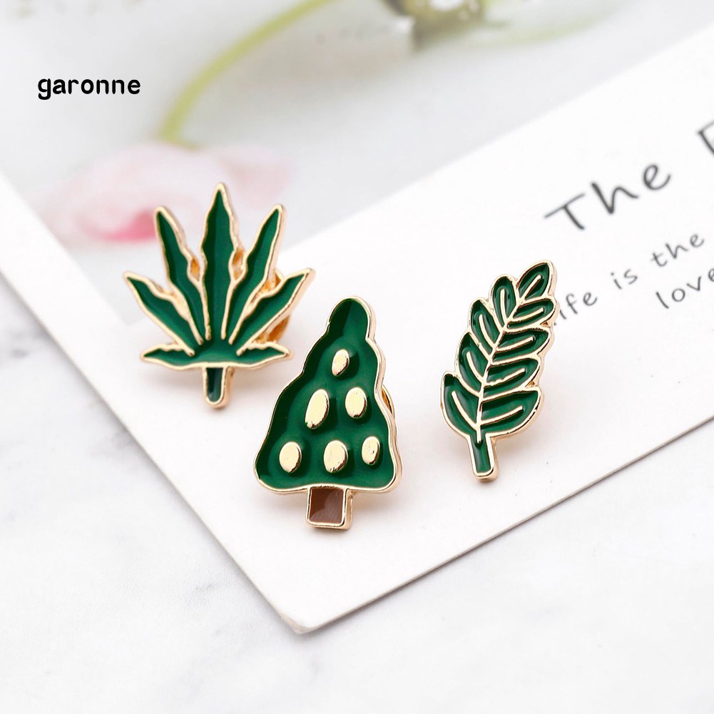 GA_Men Women Green Tree Leaf Enamel Brooch Pin Breastpin Scarf Hat Jewelry Gift