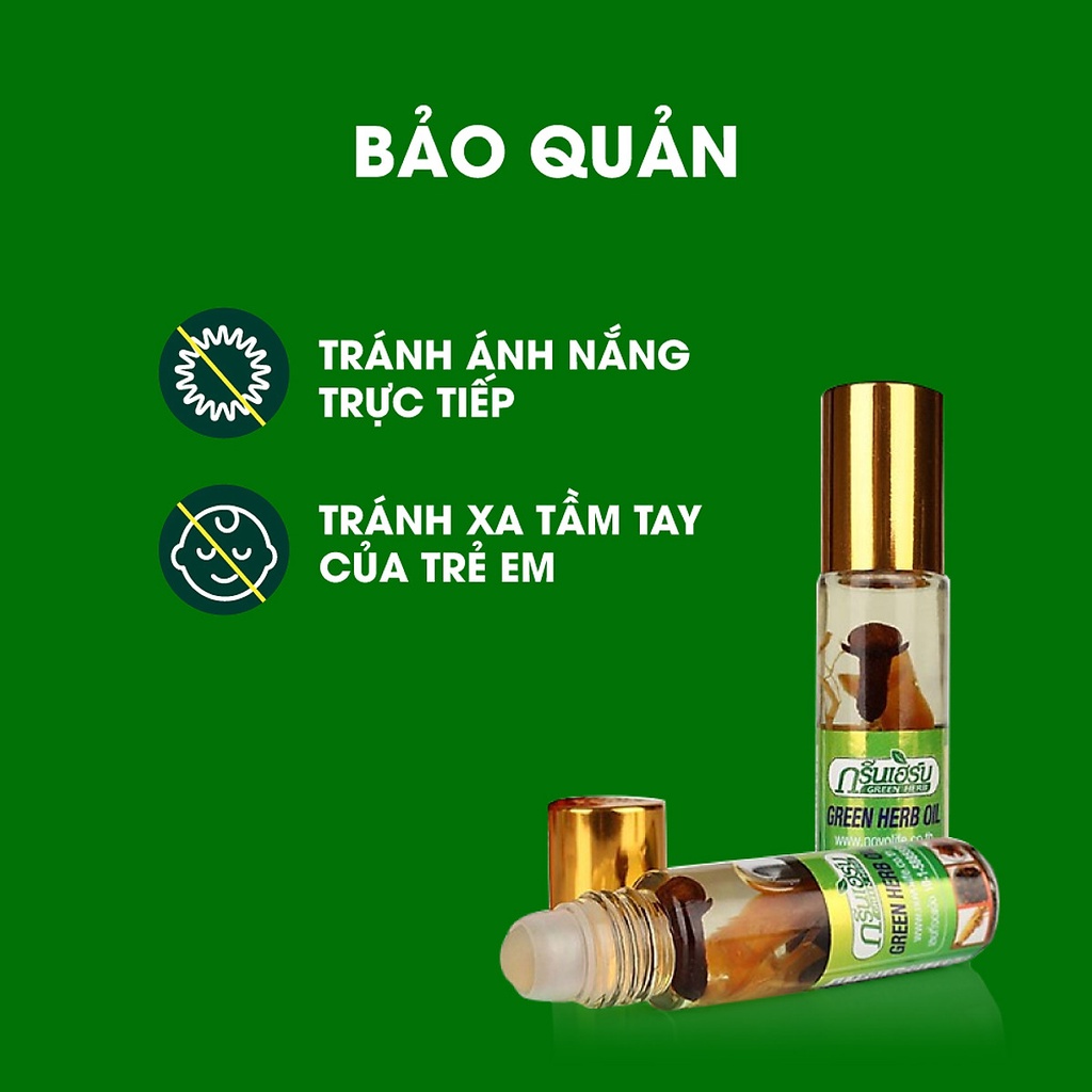 Dầu Lăn Thảo Dược Nhân Sâm Green Herb Oil 8ml Thái Lan