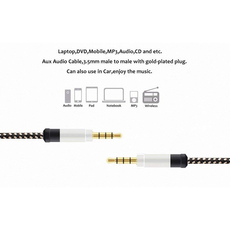 Dây cáp âm thanh 3.5mm dài 1.5m thiết kế tiện dụng chất lượng cao
