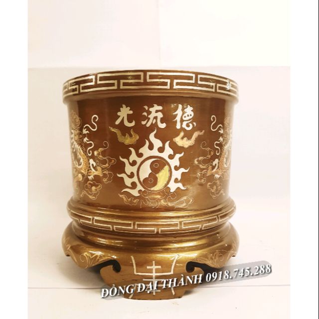Bát hương đồng đỏ trạm bạc đk18