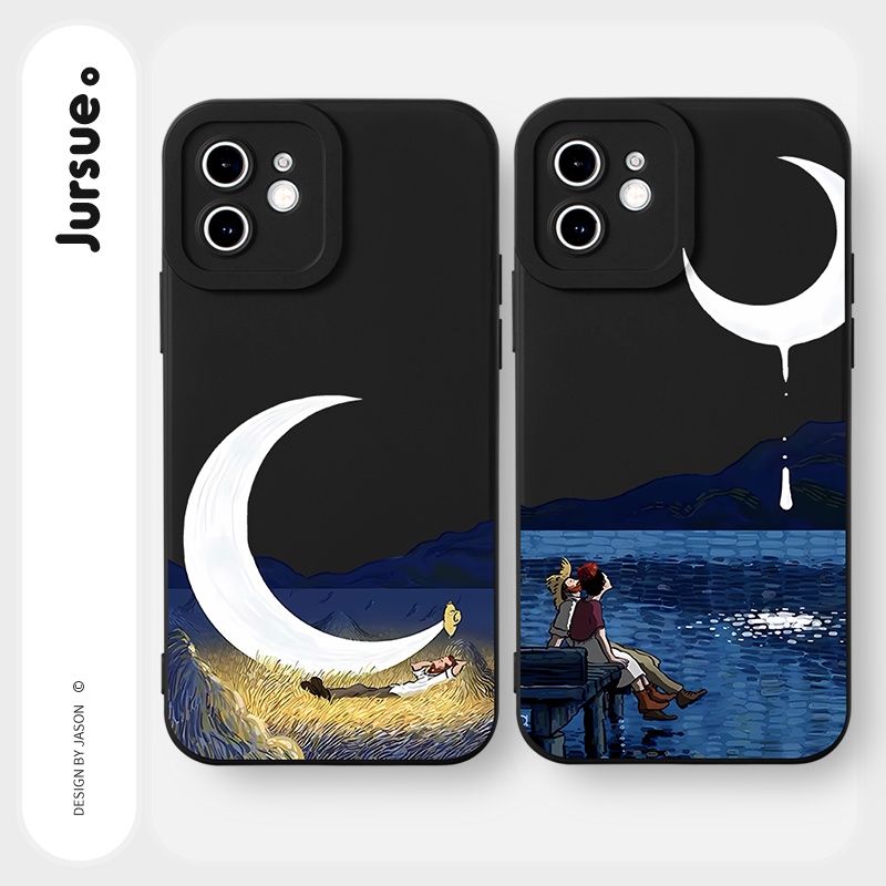 Ốp lưng JURSUE chống bẩn hình cặp đôi dễ thương đẹp cho iPhone 13 12 11 Pro Max SE 2020 X XR XS 8 7 ip 6S 6 Plus Y2075