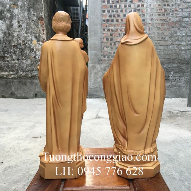 Combo tượng Đức Mẹ Ban Ơn và Thánh Giuse Bế Chúa 40 giả gỗ