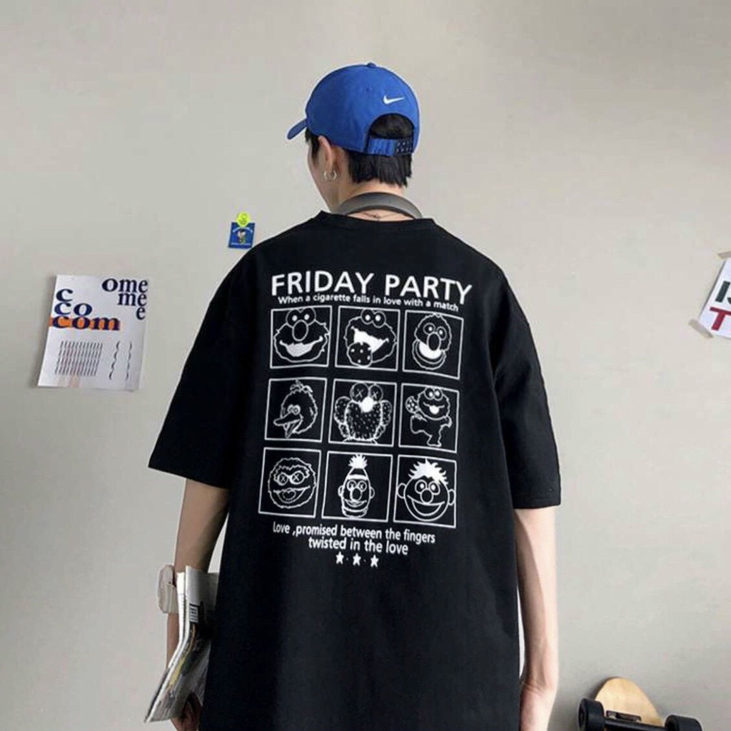 Áo thun tay lỡ 194SHOP vải coton dày dặn, co dãn, form rộng - Friday Party