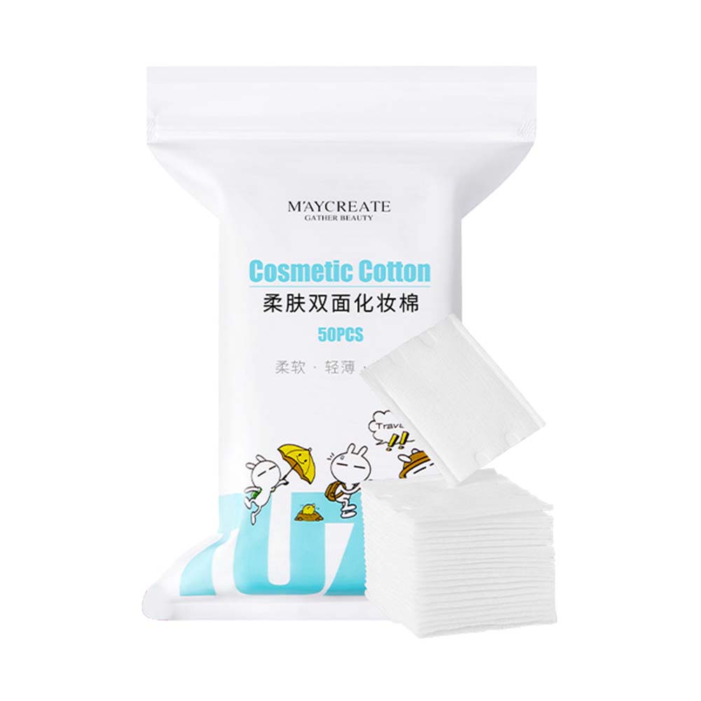 Bộ 50 Miếng Bông Tẩy Trang Hai Mặt Mềm Mại Dày Dặn