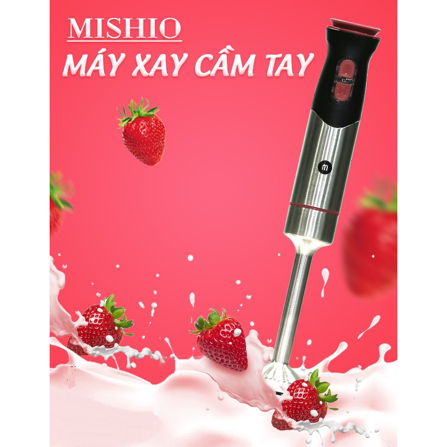 Máy xay cầm tay Mishio Model 2020 - thương hiệu Nhật bản + tặng bộ 5 thố thủy tinh cao cấp.