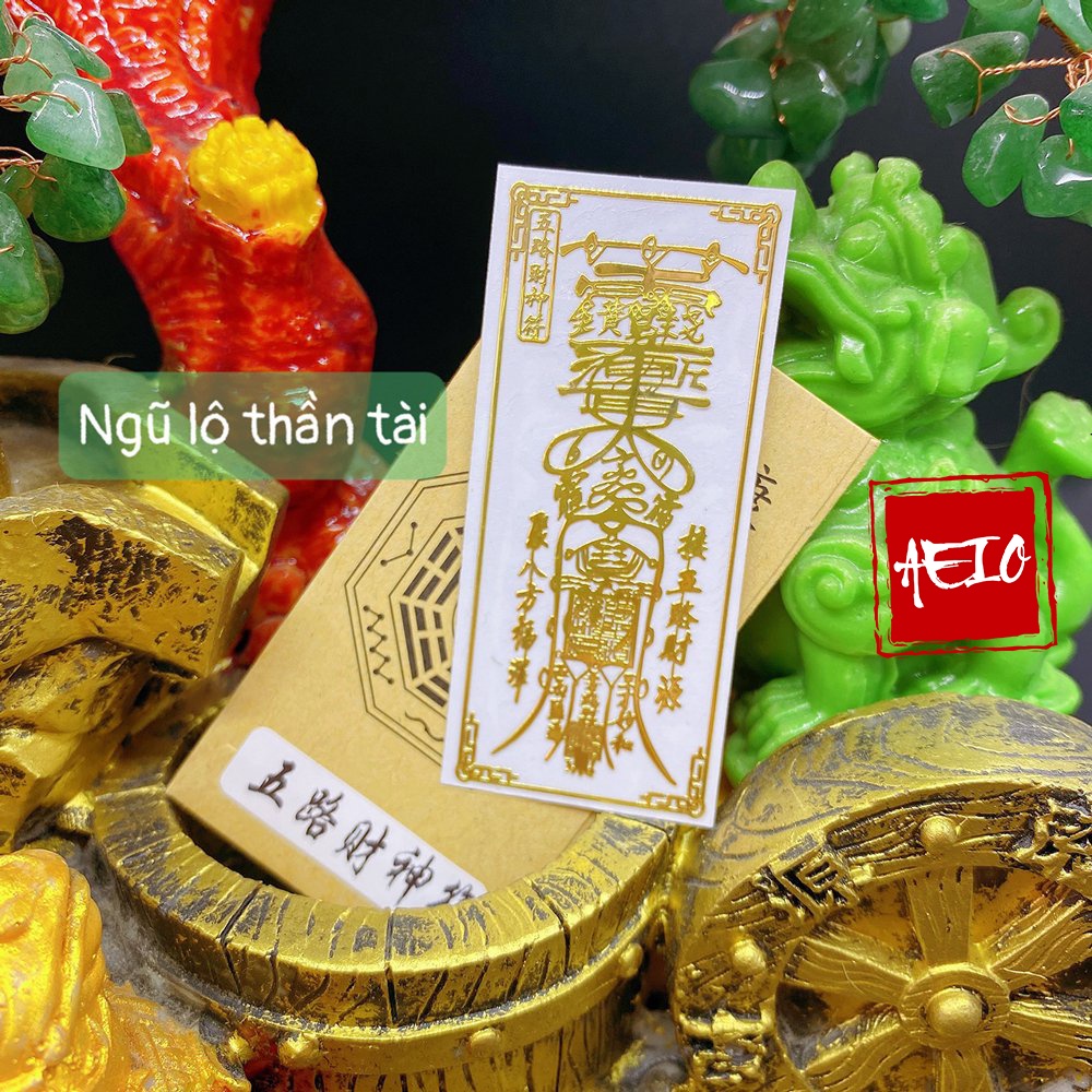 Miếng dán ngũ lộ thần tài linh phù linh phù dán điện thoại, máy tính bảng, máy tính ...