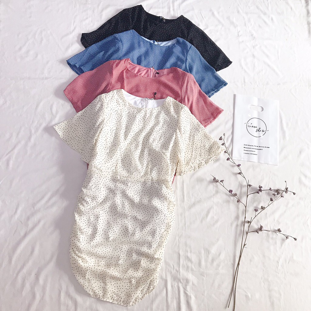 Đầm kiểu nữ chấm bi  nhiều màu Lovi