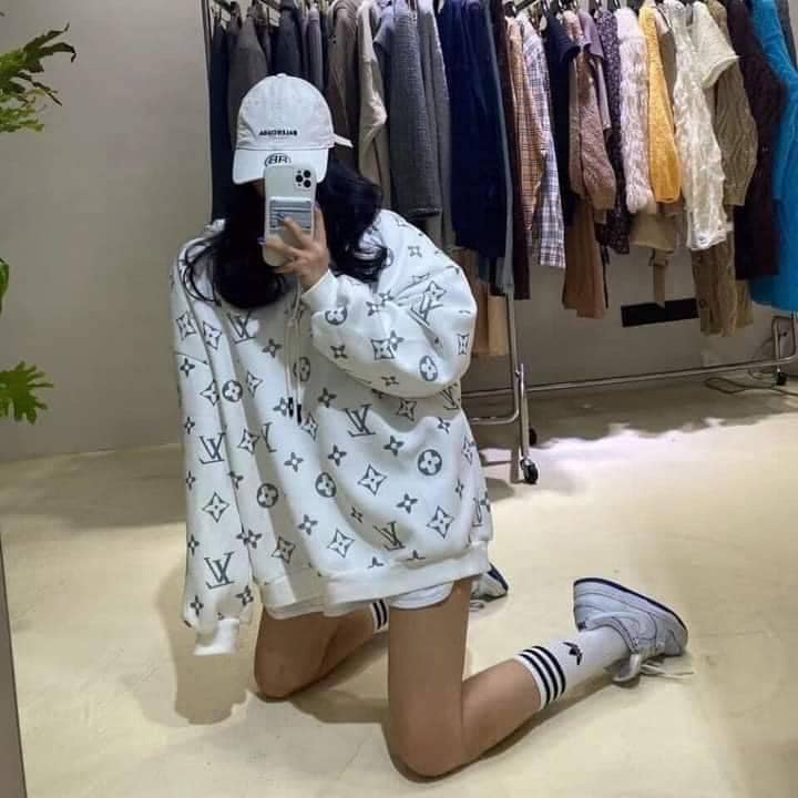 Áo Nỉ Hoodie LV Fom Rộng Chất Nỉ Ngoại Hình In Nét Căng