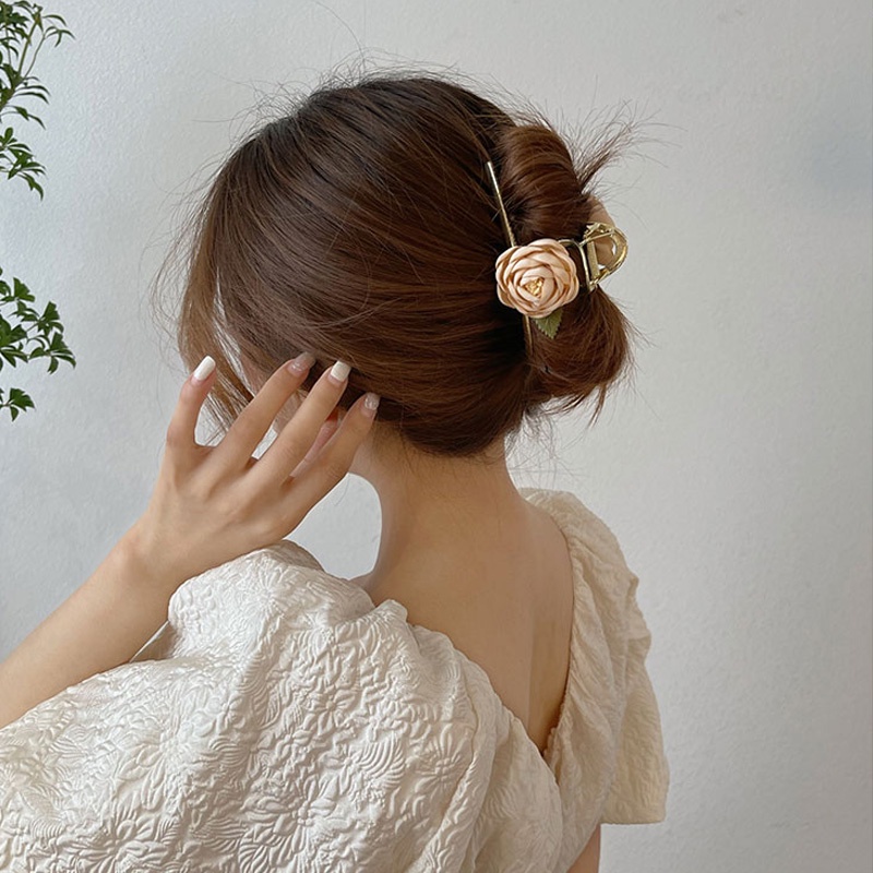 Kẹp tóc nữ hình hoa hồng ba chiều thanh lịch