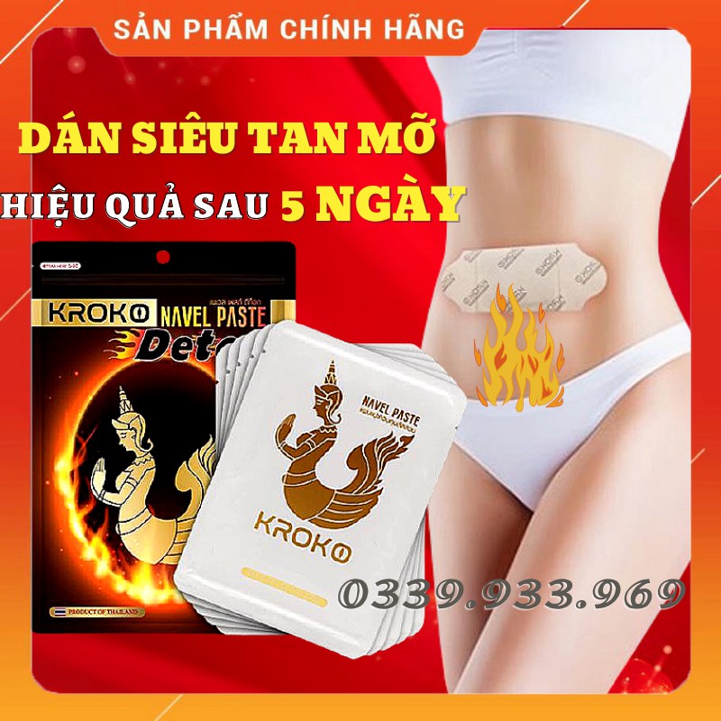 Dán tan mỡ bụng thái lan kroko detox navel paste - 5 Miếng giảm mỡ bụng, đùi, bắp tay, bắp chân