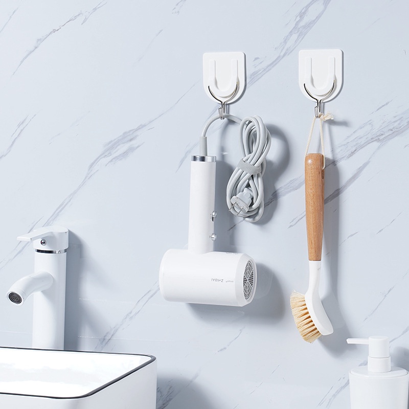 Set 6 Móc Treo Đồ Hình Chữ U Dán Tường Bằng Nhựa Đơn Giản Sáng Tạo Cho Phòng Tắm/Nhà Bếp Giá Đỡ