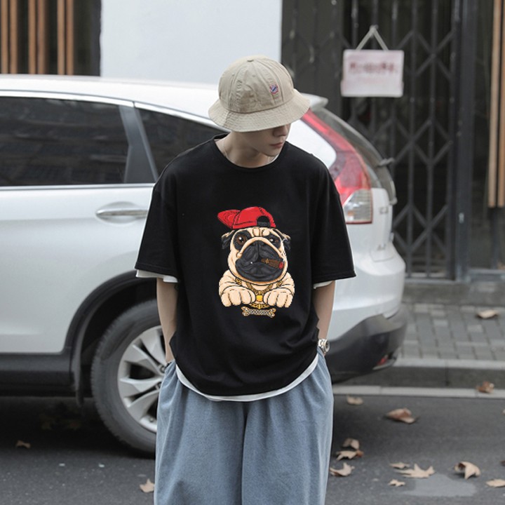 Áo Thun Unisex Pug Rickid, áo phông đen trắng nam nữ oversize | BigBuy360 - bigbuy360.vn