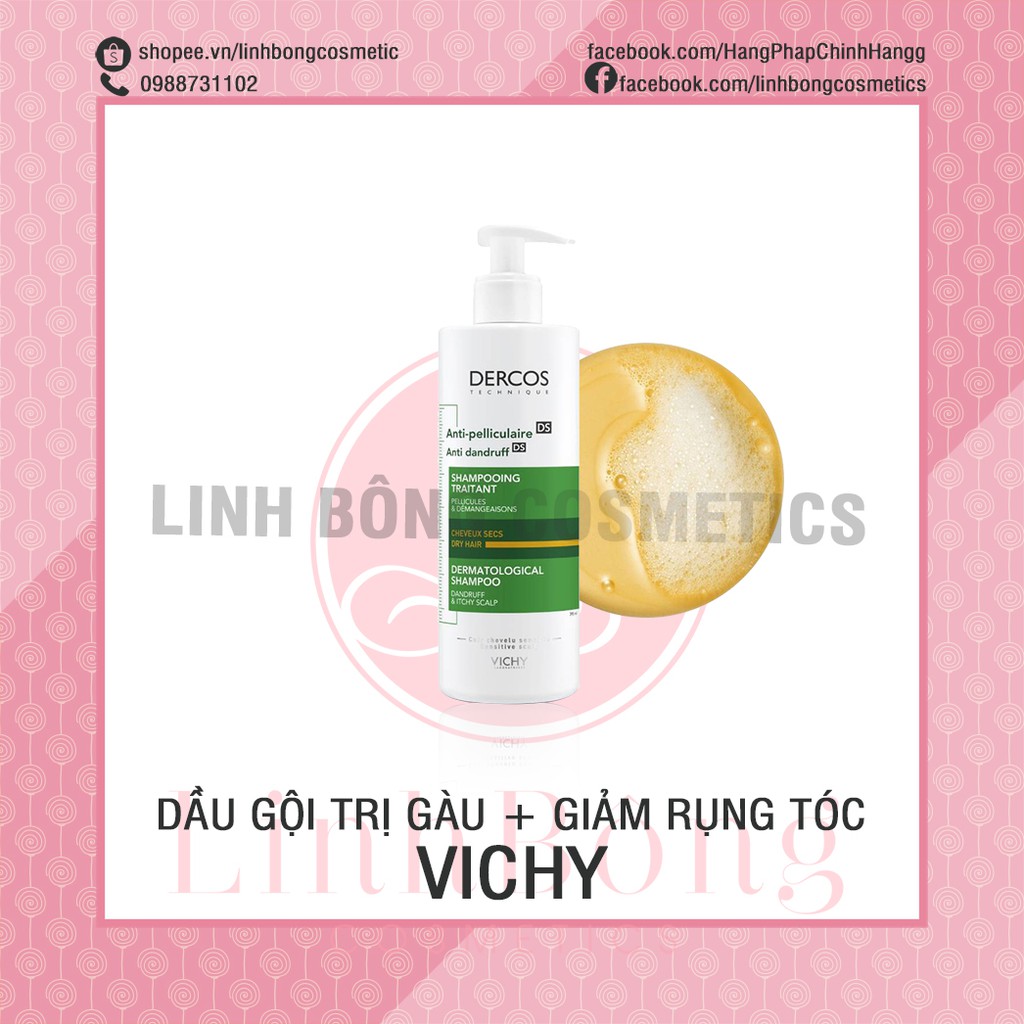 DẦU GỘI GIẢM GÀU NGỨA + RỤNG TÓC VICHY DERCOS 390ML