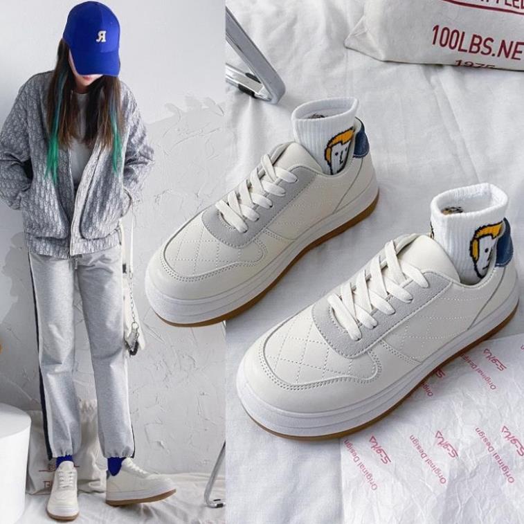 Giày sneaker đế bánh mì cao cấp Giầy thể thao nữ Ulzzang màu trắng kem basic Hot hit 2022