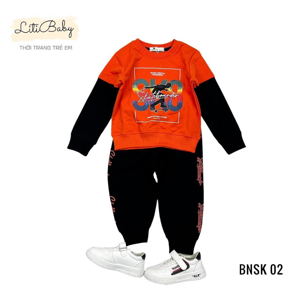 Bộ quần áo nỉ da cá bé trai LITIBABY