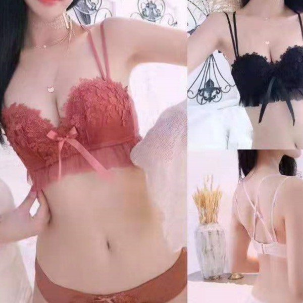 Áo ngực/Bộ áo ngực phối ren thêu họa tiết phong cách Pháp