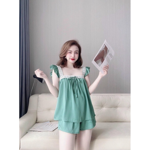 ❌CÁNH TIÊN❌Đồ bộ đùi cánh tiên phối ren, đùi cánh tiên satin ảnh kèm video thật