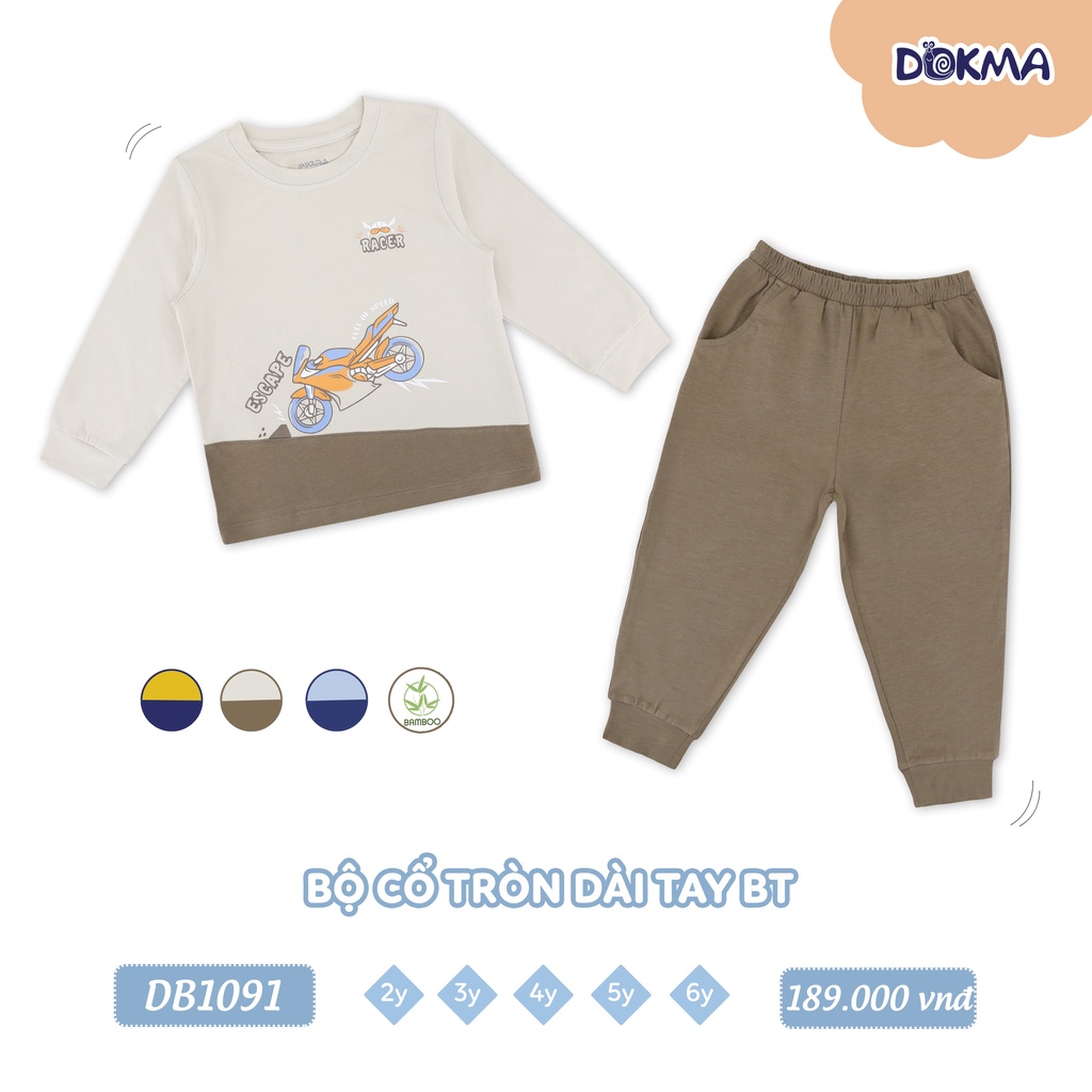 Bộ dài tay Dokma DB1091 cho bé dưới 6 tuổi