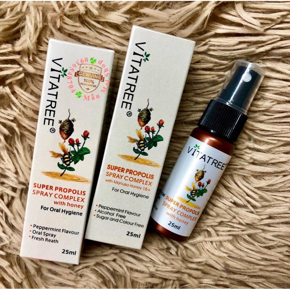 Xịt keo ong Vitatree Super Propolis Spray complex with Honey 25ml