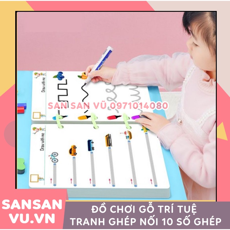 Tập tô vẽ thông minh, sách viết xóa được 64 trang - Đồ chơi Giáo dục toàn diện Montessori cho bé từ 2-3-4-5 tuổi