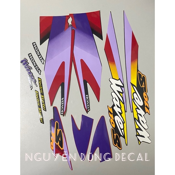 Nguyên bộ tem  Wave Thái 110s màu đỏ đen đời 2000_ Nguyễn Dũng Decal