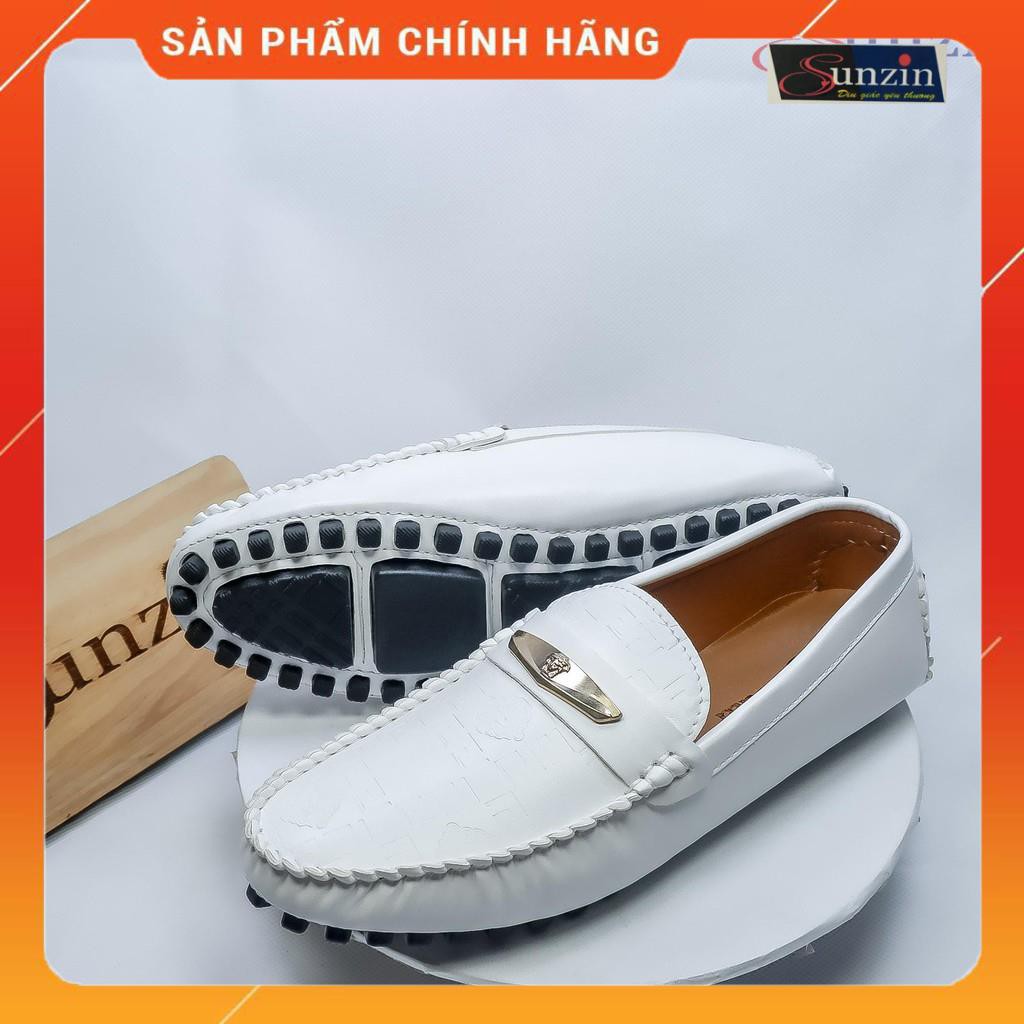 HCM-Giày DA THỜI TRANG NAM  VL175 MÀU TRẮNG - Kiểu Giày lười, Giày mọi - chất liệu da cán mờ