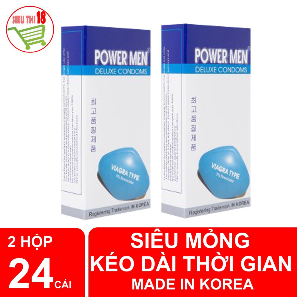 [NEW] COMBO 2 hộp Bao cao su Power Men Viagra siêu mỏng kéo dài thời gian, hộp 12 cái