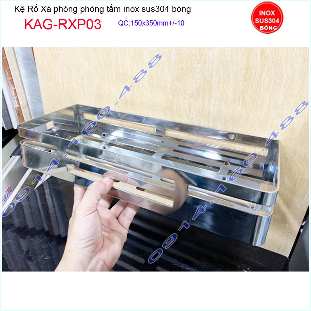 Kệ inox nhà tắm cao cấp Kacebath KAG-RXP03, kệ phòng tắm  35x15cm cao cấp inox dày  sử dụng tốt