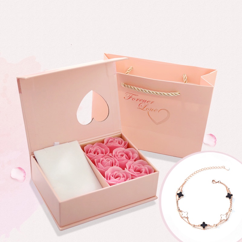 Lắc Tay Bạc Nữ hình Cỏ Bốn Lá Hai Dây - Vòng tay Bạc tự thiết kế của Sterling M.Lady Jewelry