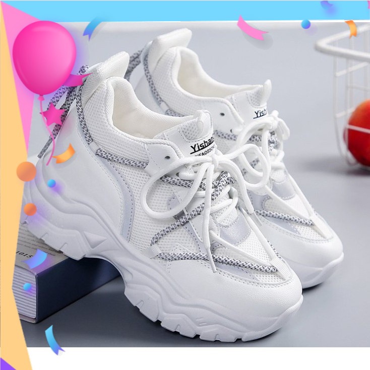 Giày thể thao nữ 2 dây buộc kiểu đế cao lượn sóng mẫu mới hot nhất 2021, trở thành cô gái tỏa sáng tốt nhất