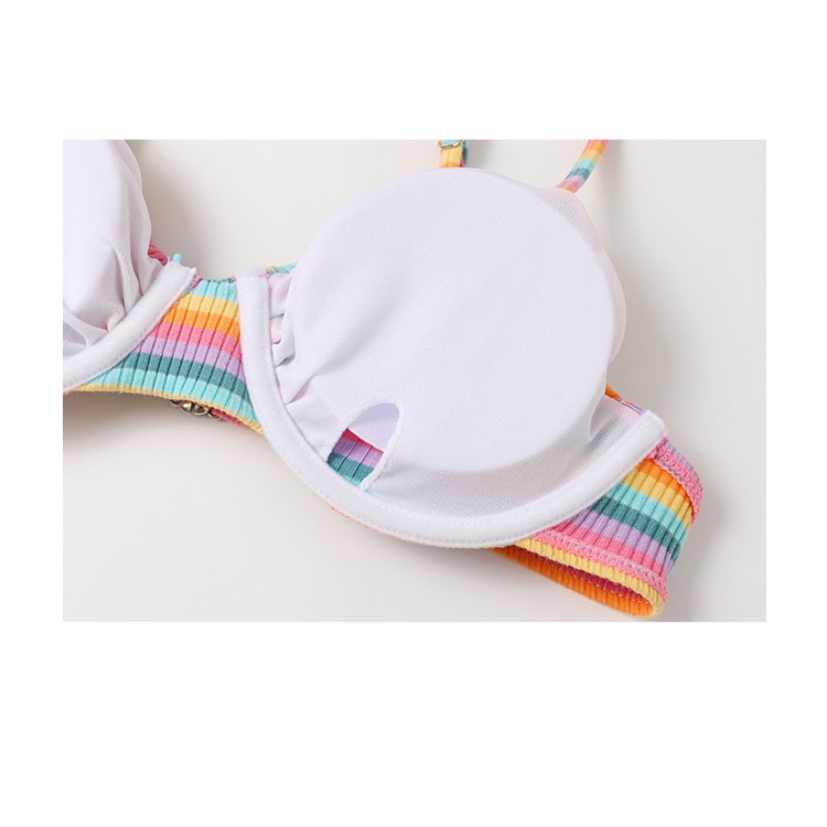 Bộ Đồ Bơi Ba Mảnh Họa Tiết Kẻ Sọc Màu Sắc Phong Cách Nhật Bản Thời Trang Quyến Rũ Cho Nữ