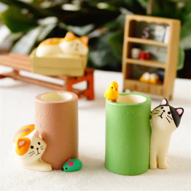 Decole ✿D21-09 ❤Giá Đỡ Bút Hình Mèo / Chuột Nhồi Bông Phong Cách Nhật Bản Dễ Thương