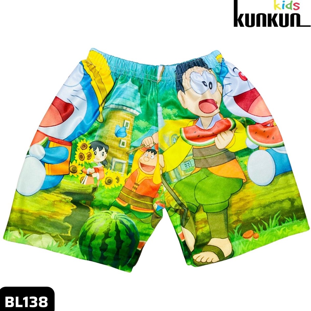 Quần áo trẻ em in 3D doraemon rừng xanh thun lạnh - Bộ ba lỗ bé trai size đại từ 10-60kg cao cấp Kunkun BL138