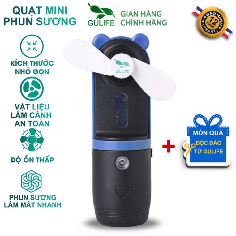 ✅ Quạt Cầm Tay Mini, Quạt Cầm Tay Phun Sương Làm Dịu Cơn Nóng Nhanh Chóng 2 Trong 1 - Kèm Quà Tặng - GULIFE QM-386