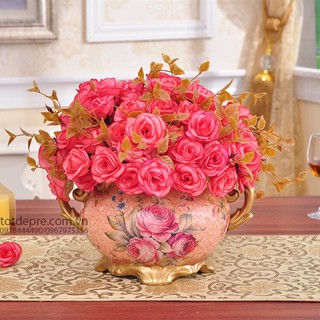 Bó hoa hồng tỉ muội bằng lụa
