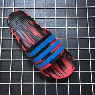 Dép Nam Đúc Duramo Camo Legend Quai Ngang 3 Sọc Hàng VNXK - Đế Loang Đen Đỏ Sọc Xanh Dương