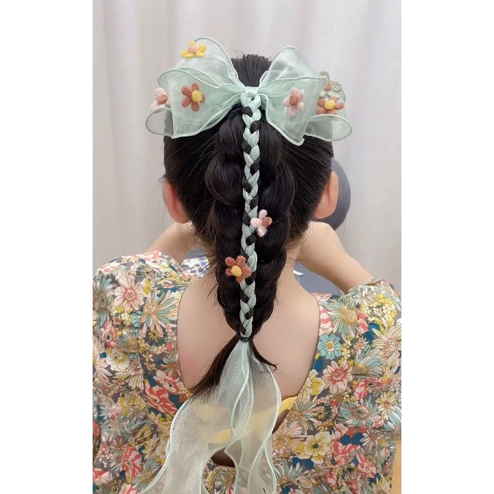 Kẹp Tóc Nơ Hoa Tuyết Cho Bé Gái