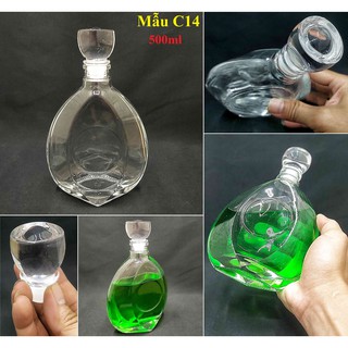 Vỏ chai thủy tinh đựng rượu 500ml cao cấp mẫu THIÊN NHÃN nắp thủy tinh đặc - chưng bàn ăn vô cùng sang trọng (Mẫu C14)