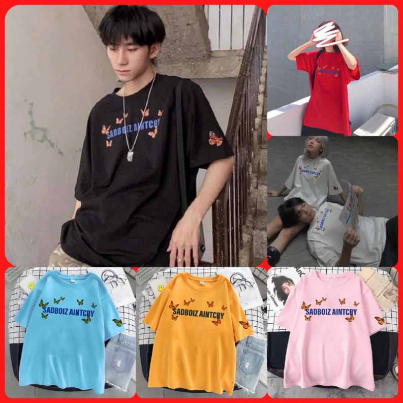 Áo Thun Đôi Tình Nhân Nam Nữ Form Tay Lỡ Unisex In Con Bướm SADBOIZ AINTCRY ATN6830 !