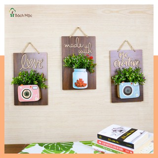 Bảng gỗ decor kèm hoa trang trí xinh xắn